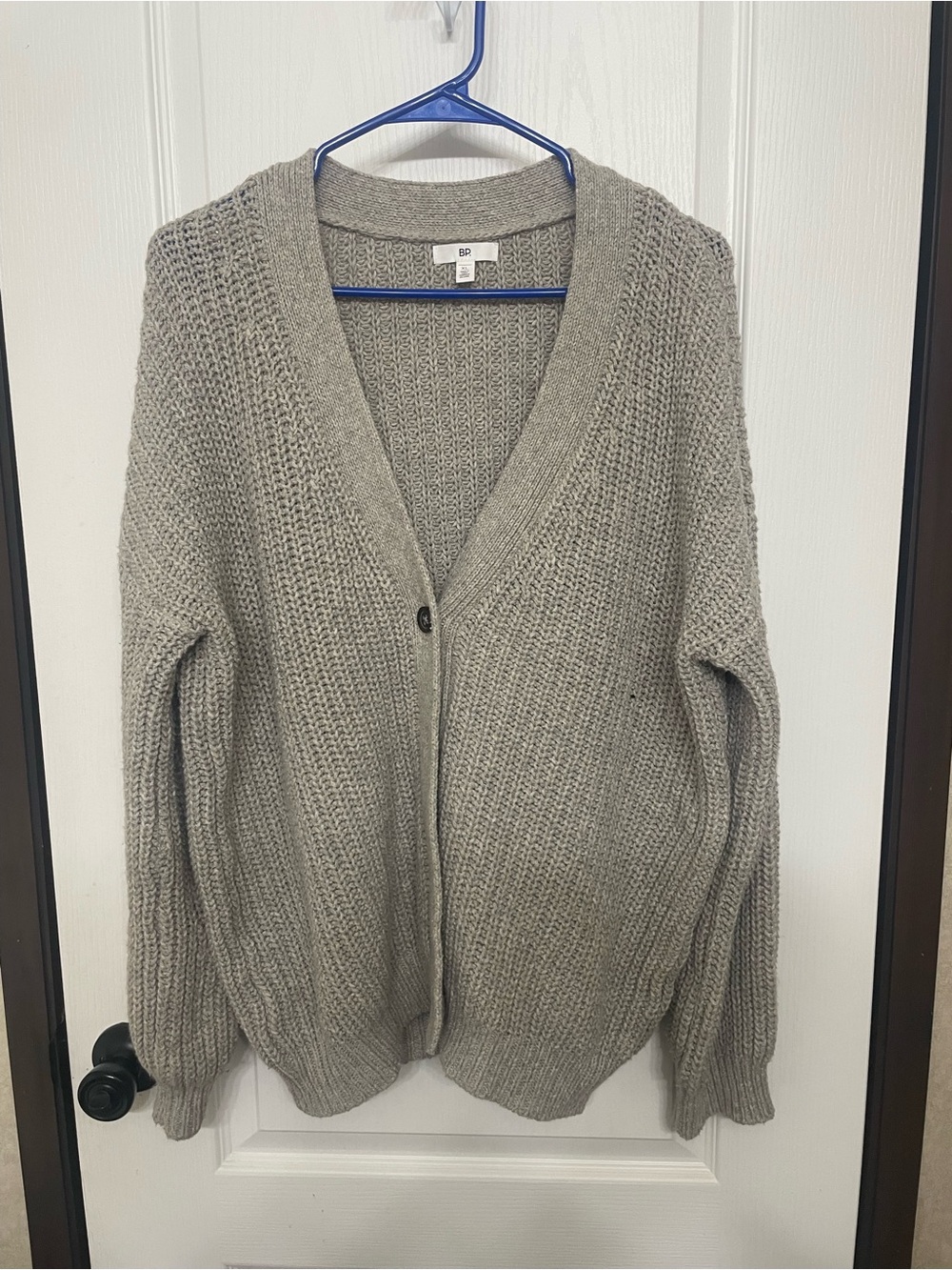 bp Oversized V-Neck Knit Cardigan - Gray